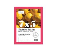 Almost Frameless 7x5 Bright Pink Picture Frame 7"x5"(17.7x12.7cm) Poster, Photo, Artwork, or Print. Thin Edge Slim Frame Portrait and Landscape Display with Wall Hooks