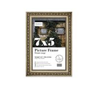 Almost Frameless 7x5 Champaign Ornate Picture Frame 7"x5"(17.7x12.7cm) Poster, Photo, Artwork, or Print. Elegant Style Portrait and Landscape Display with Wall Hooks