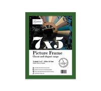 Almost Frameless 7x5 Green Picture Frame 7"x5"(17.7x12.7cm) Poster, Photo, Artwork, or Print. Thin Edge Slim Frame Portrait and Landscape Display with Wall Hooks