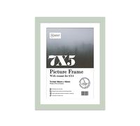 Almost Frameless 7x5 Mint Picture Frame With Mount for 6x4 Print, Poster or Photo Poster, Photo, Artwork, or Print. Thin Edge Slim Frame Portrait and Landscape Display with Wall Hooks