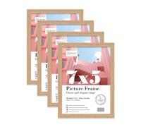 Almost Frameless 7x5 Oak Picture Frame Set of 4, Display 7x5 Picture Gallery Wall, Poster, Photo, Artwork, or Print, Yellow