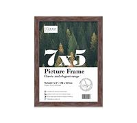 Almost Frameless 7x5 Walnut Picture Frame 7"x5"(17.7x12.7cm) Poster, Photo, Artwork, or Print. Thin Edge Slim Frame Portrait and Landscape Display with Wall Hooks