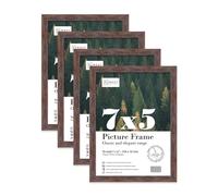 Almost Frameless 7x5 Walnut Picture Frame Set of 4, Display 7x5 Picture Gallery Wall, Poster, Photo, Artwork, or Print, Yellow