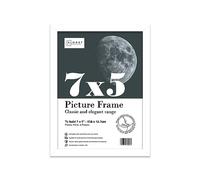 Almost Frameless 7x5 White Picture Frame 7"x5"(17.7x12.7cm) Poster, Photo, Artwork, or Print. Thin Edge Slim Frame Portrait and Landscape Display with Wall Hooks