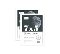 Almost Frameless 7x5 White Picture Frame Set of 2, Display 7x5 Picture Gallery Wall, Poster, Photo, Artwork, or Print, Yellow