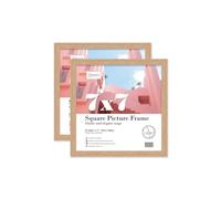 Almost Frameless 7x7 Oak Picture Frame Set of 2, Display 7x7 Picture Gallery Wall, Poster, Photo, Artwork, or Print, Oak, Square