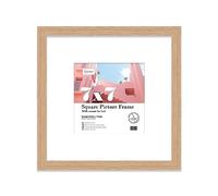 Almost Frameless 7x7 Picture Frame, Display Pictures 5x5 With Mat or 7x7 Without Mat, Wall Hanging & Free Standing Photo Frame, Oak, 1 Pack