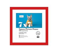 Almost Frameless 7x7 Picture Frame, Display Pictures 6x6 With Mat or 7x7 Without Mat, Wall Hanging & Free Standing Photo Frame, Red, 1 Pack
