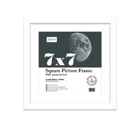 Almost Frameless 7x7 Picture Frame, Display Pictures 6x6 With Mat or 7x7 Without Mat, Wall Hanging & Free Standing Photo Frame, White, 1 Pack