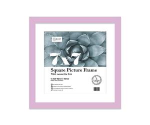 Almost Frameless 7x7 Picture Frame, Display Pictures 6x6 With Mat or 7x7 Without Mat, Wall Hanging & Free Standing Photo Frame, Lilac, 1 Pack