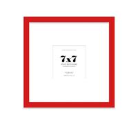Almost Frameless 7x7 Square Picture Frame, Display Pictures 4x4 With Mat or 7x7 Without Mat, Wall Hanging & Free Standing Photo Frame, Red, 1 Pack