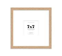Almost Frameless 7x7 Square Picture Frame, Display Pictures 4x4 With Mat or 7x7 Without Mat, Wall Hanging & Free Standing Photo Frame, Oak, 1 Pack