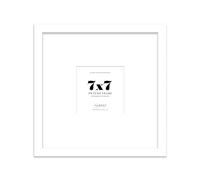 Almost Frameless 7x7 Square Picture Frame, Display Pictures 4x4 With Mat or 7x7 Without Mat, Wall Hanging & Free Standing Photo Frame, White, 1 Pack
