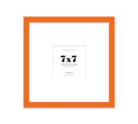 Almost Frameless 7x7 Square Picture Frame, Display Pictures 4x4 With Mat or 7x7 Without Mat, Wall Hanging & Free Standing Photo Frame, Orange, 1 Pack