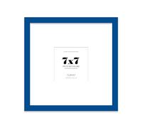 Almost Frameless 7x7 Square Picture Frame, Display Pictures 4x4 With Mat or 7x7 Without Mat, Wall Hanging & Free Standing Photo Frame, Blue, 1 Pack