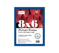 Almost Frameless 8x6 Blue Picture Frame 8"x6"(20.3x15.2cm) Poster, Photo, Artwork, or Print. Thin Edge Slim Frame Portrait and Landscape Display with Wall Hooks