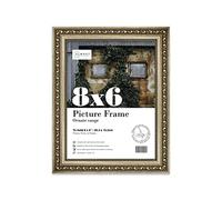 Almost Frameless 8x6 Champaign Ornate Picture Frame 8"x6"(20.3x15.2cm) Poster, Photo, Artwork, or Print. Shabby Chic Style Portrait and Landscape Display with Wall Hooks