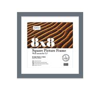Almost Frameless 8x8 Picture Frame, Display Pictures 7x7 With Mat or 8x8 Without Mat, Wall Hanging & Free Standing Photo Frame, Grey, 1 Pack