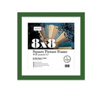 Almost Frameless 8x8 Picture Frame, Display Pictures 7x7 With Mat or 8x8 Without Mat, Wall Hanging & Free Standing Photo Frame, Green, 1 Pack
