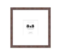Almost Frameless 8x8 Square Picture Frame, Display Pictures 5x5 With Mat or 8x8 Without Mat, Wall Hanging & Free Standing Photo Frame, Walnut, 1 Pack