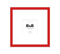Almost Frameless 8x8 Square Picture Frame, Display Pictures 5x5 With Mat or 8x8 Without Mat, Wall Hanging & Free Standing Photo Frame, Red, 1 Pack