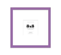 Almost Frameless 8x8 Square Picture Frame, Display Pictures 5x5 With Mat or 8x8 Without Mat, Wall Hanging & Free Standing Photo Frame, Purple, 1 Pack