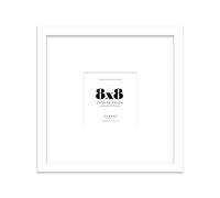 Almost Frameless 8x8 Square Picture Frame, Display Pictures 5x5 With Mat or 8x8 Without Mat, Wall Hanging & Free Standing Photo Frame, White, 1 Pack