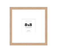 Almost Frameless 8x8 Square Picture Frame, Display Pictures 5x5 With Mat or 8x8 Without Mat, Wall Hanging & Free Standing Photo Frame, Oak, 1 Pack