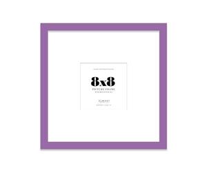 Almost Frameless 8x8 Square Picture Frame, Display Pictures 5x5 With Mat or 8x8 Without Mat, Wall Hanging & Free Standing Photo Frame, Purple, 1 Pack