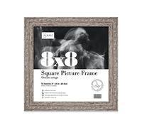 Almost Frameless 8x8 Walnut Ornate Picture Frame 8"x8" (20.3x20.3cm) Poster, Photo, Artwork, or Print. Elegant Style Portrait and Landscape Display with Wall Hooks