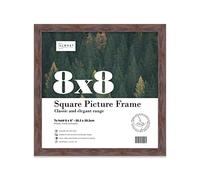 Almost Frameless 8x8 Walnut Picture Frame 8"x8" (20.3x20.3cm) Poster, Photo, Artwork, or Print. Thin Edge Slim Frame Portrait and Landscape Display with Wall Hooks