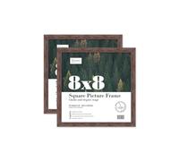 Almost Frameless 8x8 Walnut Picture Frame Set of 2, Display 8x8 Picture Gallery Wall, Poster, Photo, Artwork, or Print, Walnut, Square