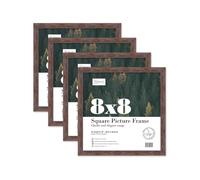 Almost Frameless 8x8 Walnut Picture Frame Set of 4, Display 8x8 Picture Gallery Wall, Poster, Photo, Artwork, or Print, Walnut, Square