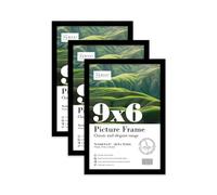 Almost Frameless 9x6 Black Picture Frame Set of 3, Display 9x6 Picture Gallery Wall, Poster, Photo, Artwork, or Print, Yellow
