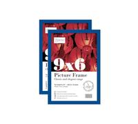 Almost Frameless 9x6 Blue Picture Frame Set of 2, Display 9x6 Picture Gallery Wall, Poster, Photo, Artwork, or Print, Yellow