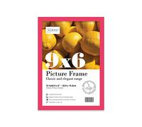 Almost Frameless 9x6 Bright Pink Picture Frame 9"x6"(22.9x15.2cm) Poster, Photo, Artwork, or Print. Thin Edge Slim Frame Portrait and Landscape Display with Wall Hooks