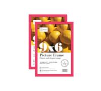 Almost Frameless 9x6 Bright Pink Picture Frame Set of 2, Display 9x6 Picture Gallery Wall, Poster, Photo, Artwork, or Print, Yellow