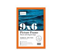 Almost Frameless 9x6 Orange Picture Frame 9"x6"(22.9x15.2cm) Poster, Photo, Artwork, or Print. Thin Edge Slim Frame Portrait and Landscape Display with Wall Hooks