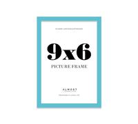 Almost Frameless 9x6 Turquoise Picture Frame 9"x6"(22.9x15.2cm) Poster, Photo, Artwork, or Print. Thin Edge Slim Frame Portrait and Landscape Display with Wall Hooks