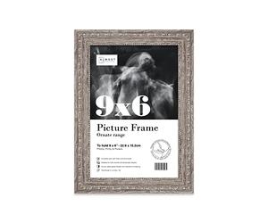 Almost Frameless 9x6 Walnut Ornate Picture Frame 9"x6"(22.9x15.2cm) Poster, Photo, Artwork, or Print. Baroque Style Portrait and Landscape Display with Wall Hooks