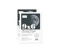 Almost Frameless 9x6 White Picture Frame Set of 2, Display 9x6 Picture Gallery Wall, Poster, Photo, Artwork, or Print, Yellow