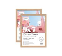 Almost Frameless 9x7 Oak Picture Frame Set of 2, Display 9x7 Picture Gallery Wall, Poster, Photo, Artwork, or Print, Yellow