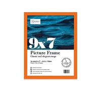 Almost Frameless 9x7 Orange Picture Frame 9"x7"(26.2x22.2cm) Poster, Photo, Artwork, or Print. Thin Edge Slim Frame Portrait and Landscape Display with Wall Hooks