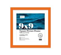 Almost Frameless 9x9 Picture Frame, Display Pictures 8x8 With Mat or 9x9 Without Mat, Wall Hanging & Free Standing Photo Frame, Orange, 1 Pack