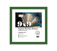 Almost Frameless 9x9 Picture Frame, Display Pictures 8x8 With Mat or 9x9 Without Mat, Wall Hanging & Free Standing Photo Frame, Green, 1 Pack
