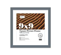 Almost Frameless 9x9 Picture Frame, Display Pictures 8x8 With Mat or 9x9 Without Mat, Wall Hanging & Free Standing Photo Frame, Grey, 1 Pack