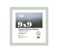 Almost Frameless 9x9 Picture Frame, Display Pictures 8x8 With Mat or 9x9 Without Mat, Wall Hanging & Free Standing Photo Frame, Mint, 1 Pack