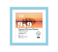 Almost Frameless 9x9 Picture Frame, Display Pictures 8x8 With Mat or 9x9 Without Mat, Wall Hanging & Free Standing Photo Frame, Light Blue, 1 Pack