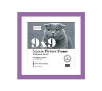 Almost Frameless 9x9 Picture Frame, Display Pictures 8x8 With Mat or 9x9 Without Mat, Wall Hanging & Free Standing Photo Frame, Purple, 1 Pack
