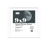 Almost Frameless 9x9 Picture Frame, Display Pictures 8x8 With Mat or 9x9 Without Mat, Wall Hanging & Free Standing Photo Frame, White, 1 Pack